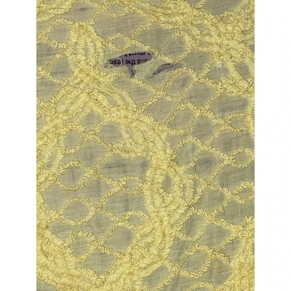 Vtg Twin‎ Yellow Floral Chenille Bedspread 92x108